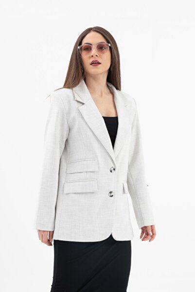 VAPUR TEKSTİL Polyviscose Jacket - Three Pocket Flap, Crest Detail, Gray