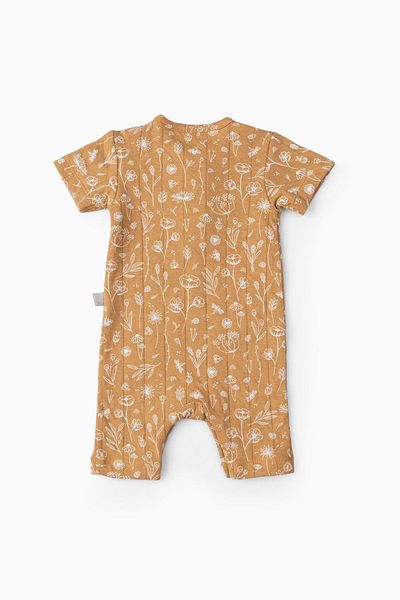 Boumini Spring Floral Mustard Cotton Short Sleeve Baby Romper
