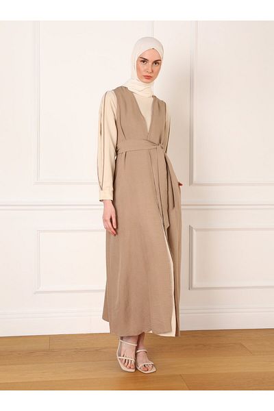 Refka Aerobin Fabric - Contra Stitched Dress and Vest Set - Stone Color - Refka