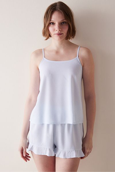 Penti Σετ πιτζάμες Chole Gingham με μπλε σορτς