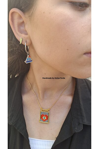 Atolye Ferda Dortgen Formda Çelik Zincirli Kalp Ve Nazar Temalı Dorika Detayl...