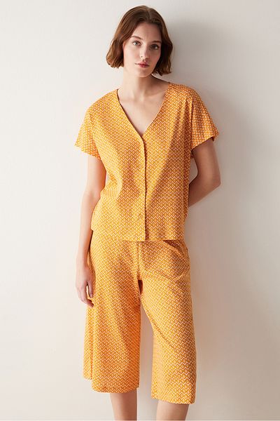 Penti Flora Orange Yellow Capri Pajama Set