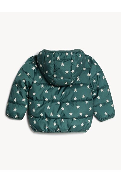 Marks & Spencer Yıldız Desenli Kapüşonlu Puffer Şişme Mont (0-3 Yaş)