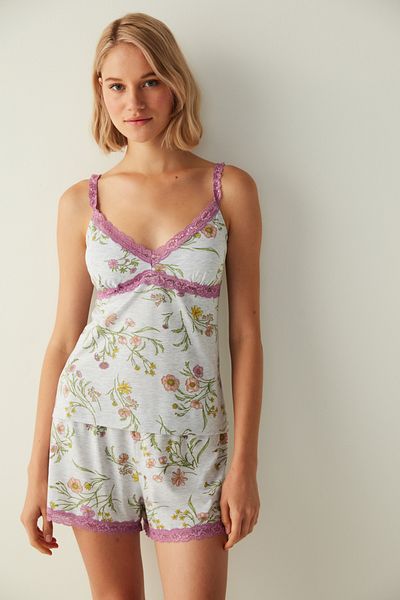 Penti Top de pijama de atlet cu modele de flori Terra