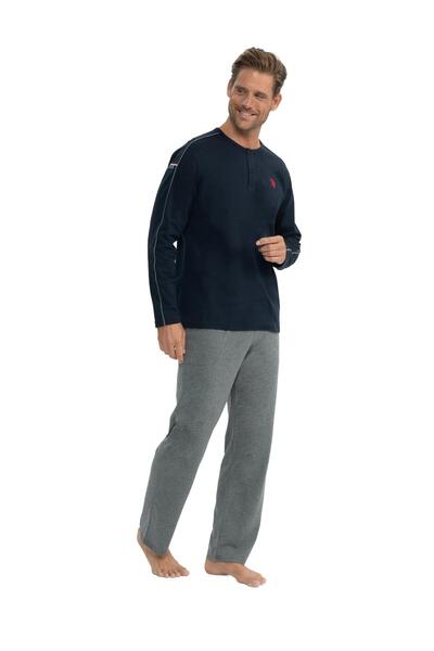 U.S. Polo Assn. Erkek Lacivert Yuvarlak Yaka Pijama Takımı