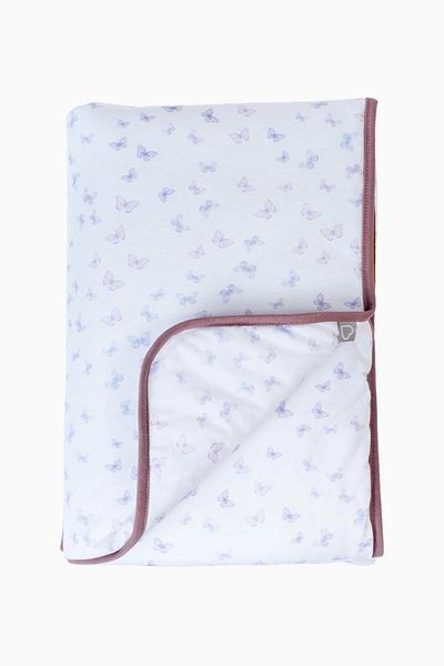 Boumini 100X150 cm Lilac Cotton Baby Blanket - Double Sided Butterfly Patterned Fiber