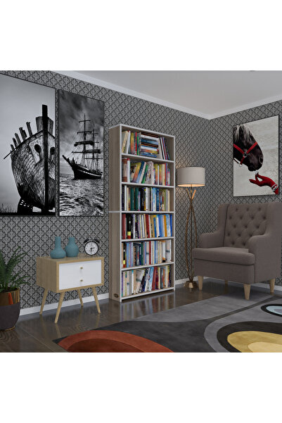 Kenzlife Kitaplık Süper Ga 180*80*19 Crd 6 Katlı Tek Bölme Çift Bölme Opsiyon...