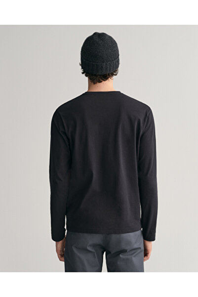 Gant Ανδρικό μαύρο μπλουζάκι με μακρύ μανίκι με κανονική εφαρμογή