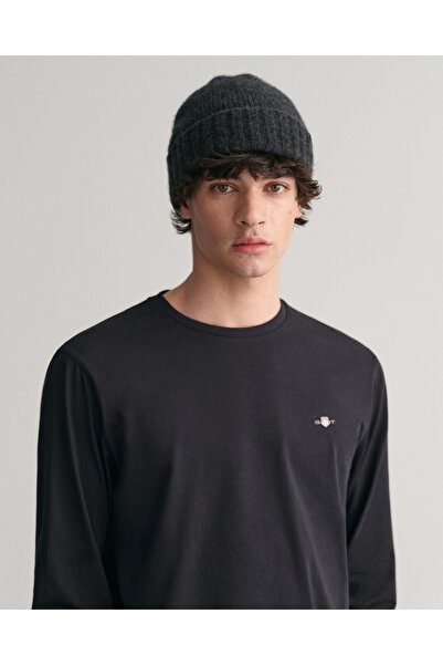 Gant Ανδρικό μαύρο μπλουζάκι με μακρύ μανίκι με κανονική εφαρμογή