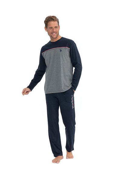 U.S. Polo Assn. Η.Π.Α. Polo Assn. Σετ ανδρικών πιτζάμες Navy Blue με στρογγυλή λαιμόκοψη