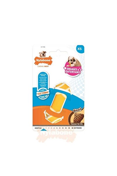 Nylabone Biftek Aromalı Yavru Köpek Çiğneme Kemiği XS