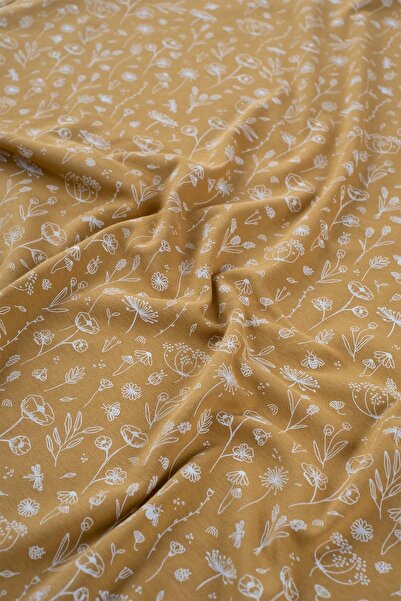 Boumini 80X80 cm 100% Cotton Double Layer Baby Blanket Spring Floral Mustard