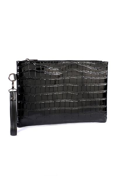 Capone Outfitters Damen-Clutch Paris 222 aus Lackleder mit Kroko-Muster