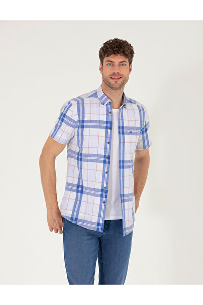 Pierre Cardin μπλε κοβαλτίου Κοντομάνικο πουκάμισο κανονικής εφαρμογής 502691...
