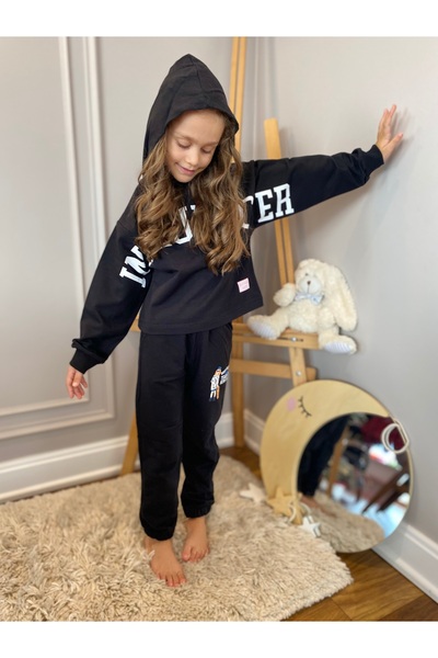 Baby Aden Influencer - Sa kapuljačom Trenirka za crne devojke, set od dva niti