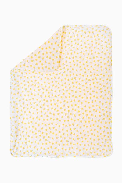 Boumini 100X150 cm Yellow Cotton Baby Blanket - Double Sided Fiber Filled Lemon