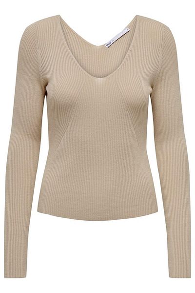 ONLY Beige Color V-Neck Onljulıe Lifes Knt