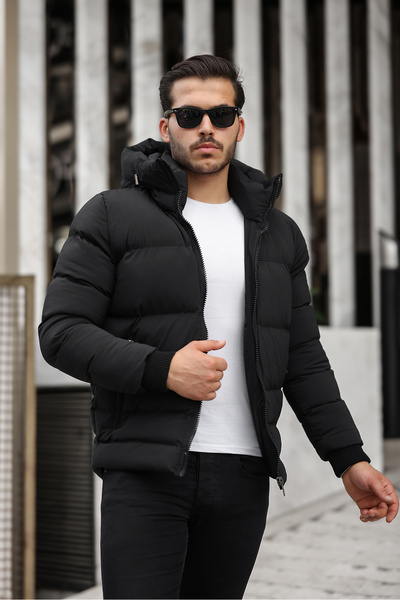 Jaglion Мъжко черно зимно пухено яке