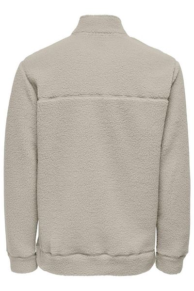 Only & Sons Men's Stand Collar Cream Sweatsırt 1/4 Zip Style