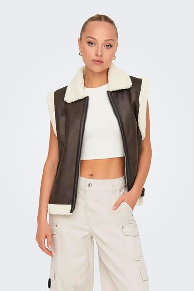 ONLY Onlbetty Bonded Waistcoat Cc Otw Brown 15322433