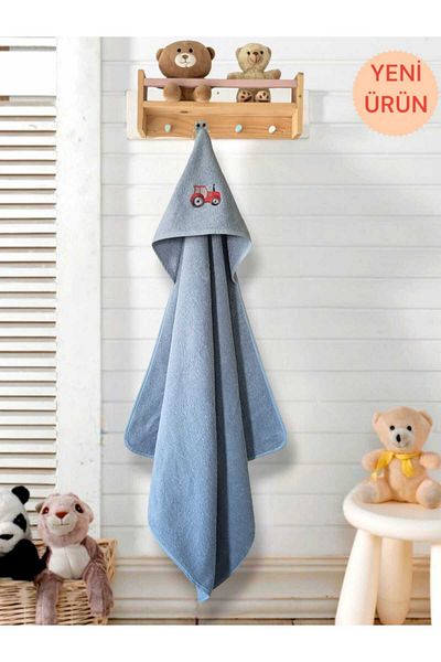 Alpar Tekstil Soft Newborn/Baby Bath Towel Swaddle 80*80cm - A. Blue/Tractor
