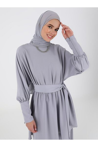Refka Gray Tunic and Trousers Evening Dress Set