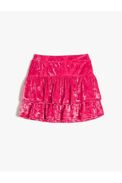 Koton Layered Frilly Velvet Skirt