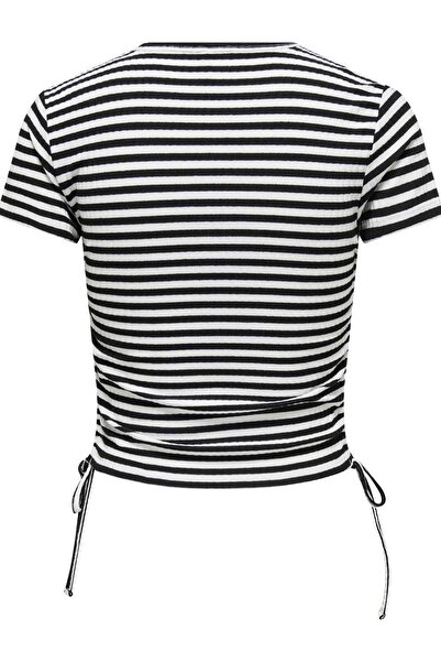 ONLY ONLWENDY S/S RUCHING TOP JRS 15284982 ΜΑΥΡΟ