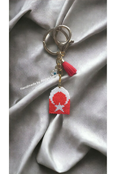 Atolye Ferda العلم التركي تحت عنوان اليدوية ميوكي محبوك حقيبة زخرفة سلسلة الم...