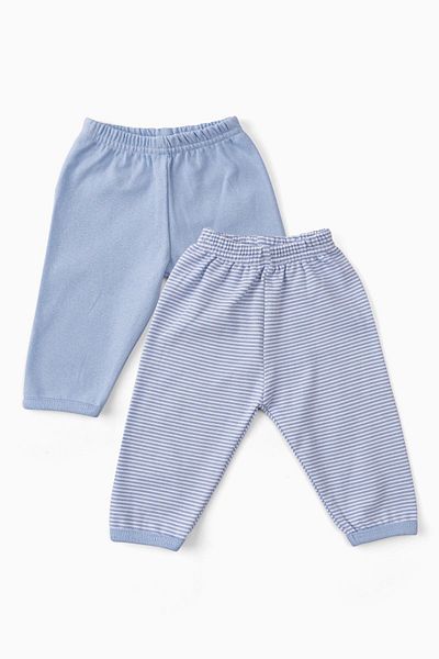 Uygun Bebe 2-Piece 100% Cotton Baby Pants Without Booties Blue