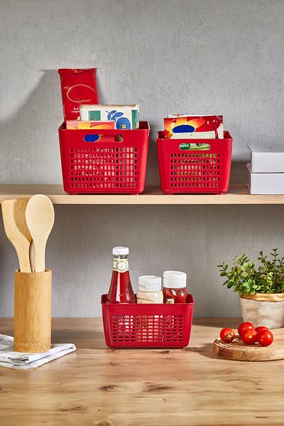 SELKA HOME Selka Lavin 7 Lt. 3 Pieces Claret Red Cabinet Organizer