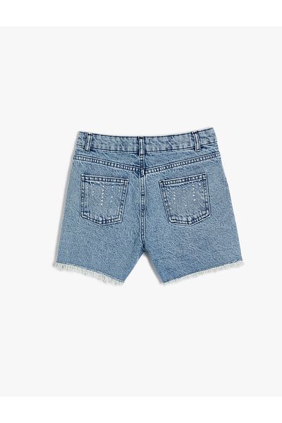 Koton Jeansshorts aus Baumwolle mit hoher Taille und Paillettendetails