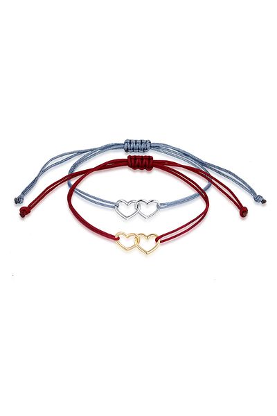 ELLI Armband Armband Herz Nylon 925er Sterling Silber vergoldet