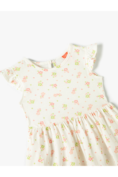 Koton Bavlněný výstřih - volánkové šaty bez rukávů s květinovým vzorem