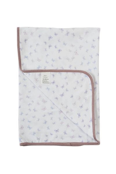 Boumini 80X80 cm 100% Cotton Lilac Butterfly Pattern Double Layer Baby Blanket