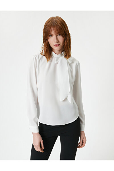 Koton Balloon Sleeve Scarf Collar Blouse