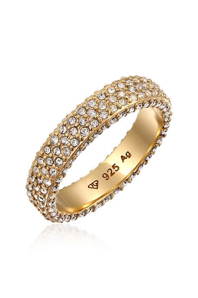 ELLI Ring Ring mit Steinen Damen Memoire Glaskristalle Xilion Schliff Weiß 925 Sterling Silber