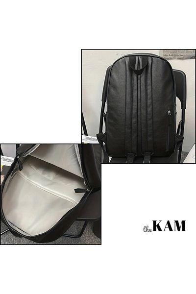 thekam Unisex Large Capacity Faux Leather Backpack, Laptop Backpack - Bag for Work and Student
