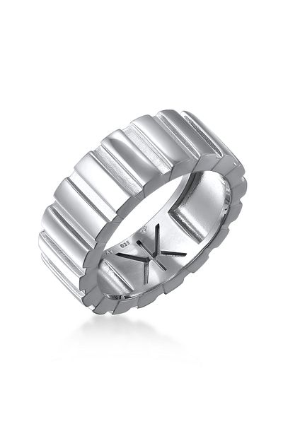 KUZZOI Ring Bandring Herren Massiv Rillenlook 925 Sterling Silber
