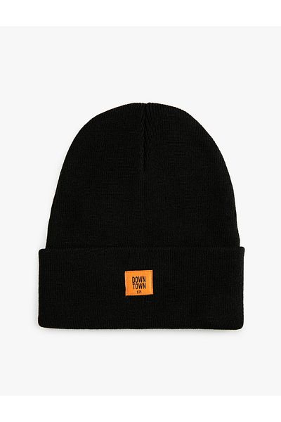 Koton Layered Beret Slogan Printed Label Embroidered