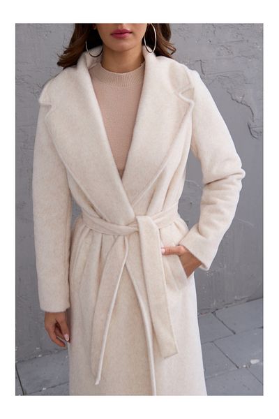 Elif Özbey Butik Ecru Belted Premium Fur Coat