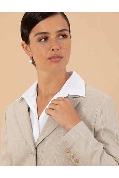 Pierre Cardin Beige Striped Crop Jacket 50273066-VR011