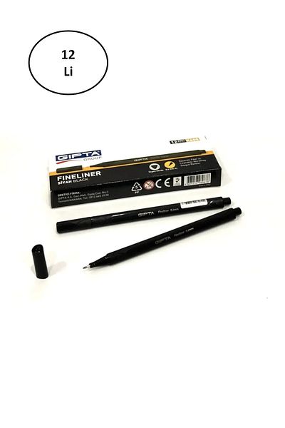 Gıpta Fineliner Thin Felt Tip Pen 0.4 Mm Cardboard Box Triangle Black (Pack of 12)