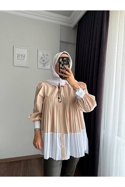 RFK Butik Watermelon Sleeve Pleated Women's Tunic Shirt - Two Colors