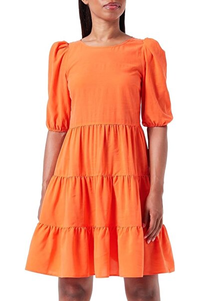 HUGO Kadın Boss Logolu Rahat Kesim Turuncu Elbise 50473053-621