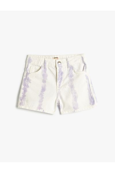 Koton Cotton Mini Denim Shorts - Tie Dye Patterned