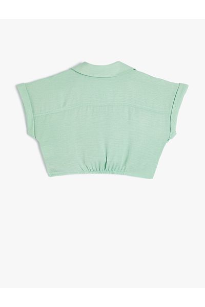 Koton Kurzärmliges Crop-Shirt mit Bindeband vorn