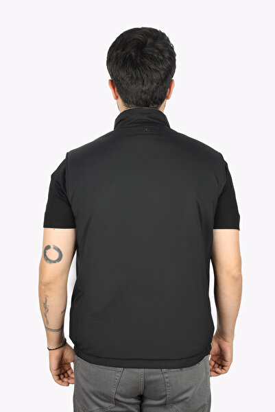 PAUL&SHARK Men's Double Sided Stand Collar Zippered Black-Grey Vest 14312604 -011