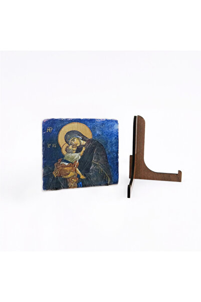Anadolia Meryem Ana Ve Çocuk Isa Theotokos Varaklı Traverten Pano