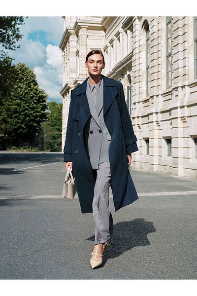 LC Waikiki Oversize Women's Trench Coat - Double Breasted Collar, Straight Cut